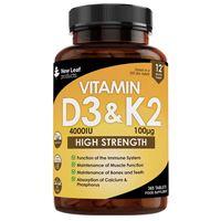 New Leaf Vitamin D3 & K2 High Strength 365 Tablets